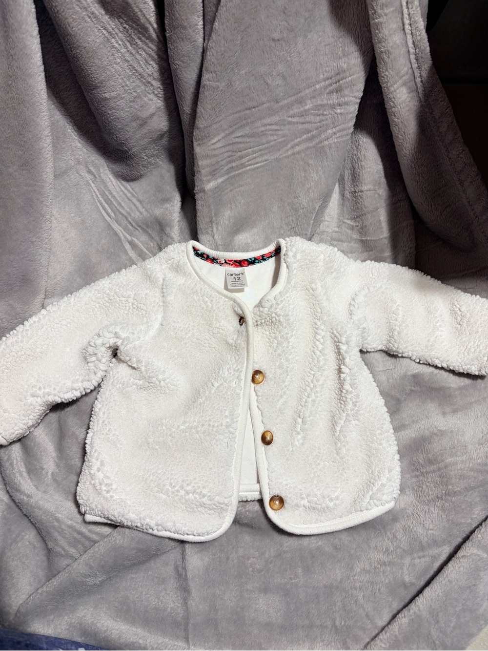 Carter's White Plush Baby Puffer Jacket